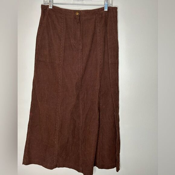 Lauren Ralph Lauren Brown Corduroy Henley and Corduroy Midi Skirt Set - Picture 5 of 8